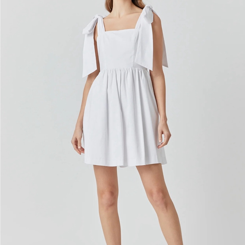Endless Rose Bowed Square Neckline Baby Doll Mini Dress
